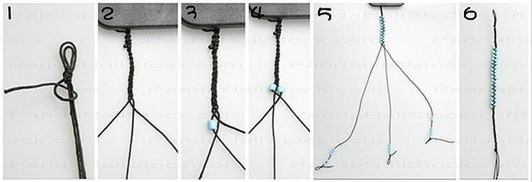 Плетение браслета из вощеного шнура